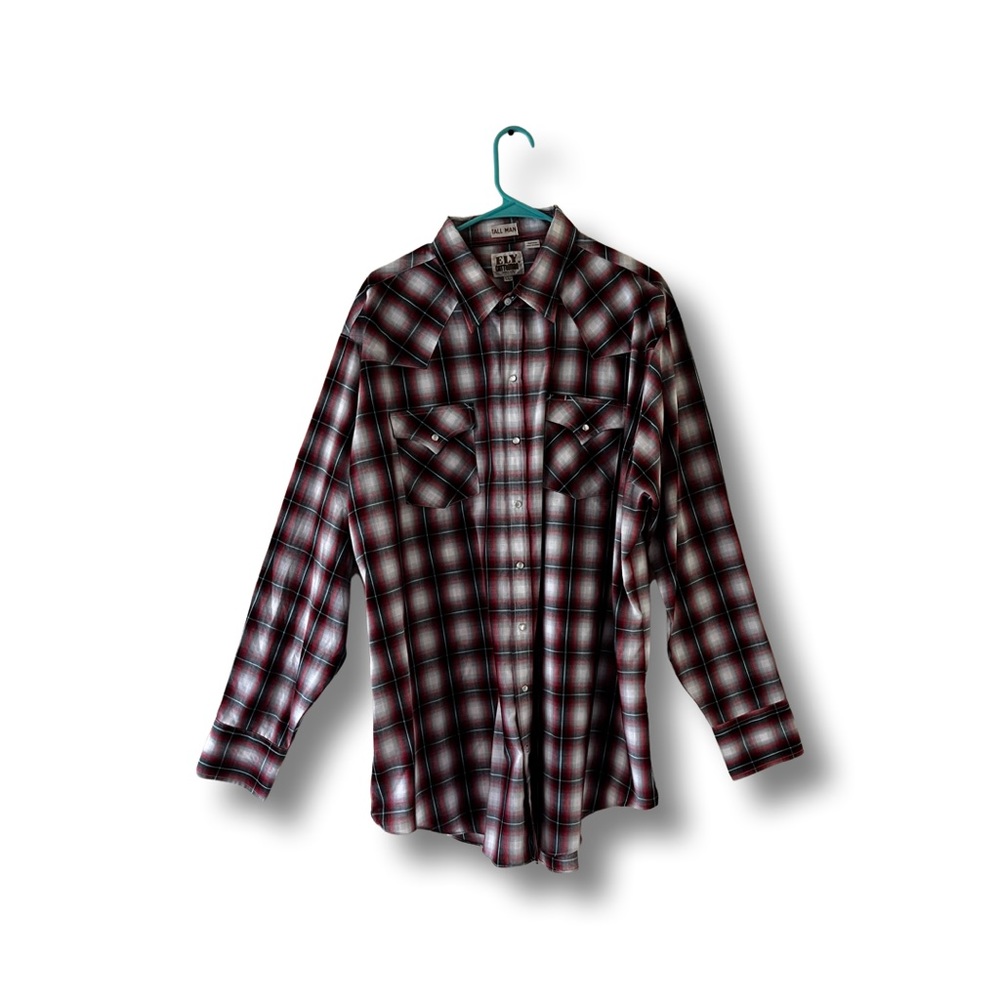 Red and grey western button up. Brand: Ely Cattlemen. size: XXL